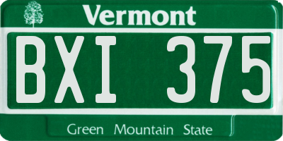 VT license plate BXI375