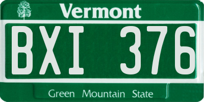 VT license plate BXI376