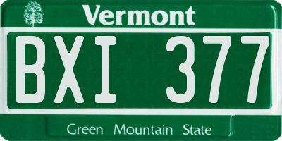 VT license plate BXI377