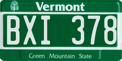 VT license plate BXI378