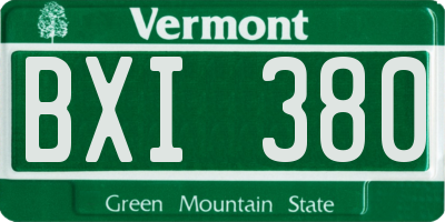 VT license plate BXI380