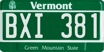 VT license plate BXI381
