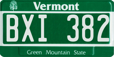 VT license plate BXI382