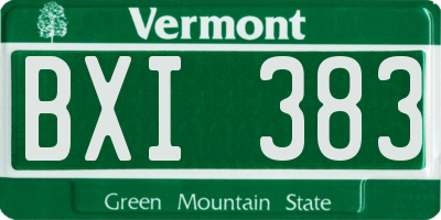 VT license plate BXI383