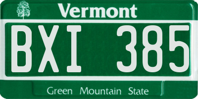 VT license plate BXI385