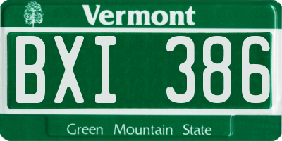 VT license plate BXI386