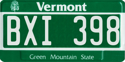 VT license plate BXI398