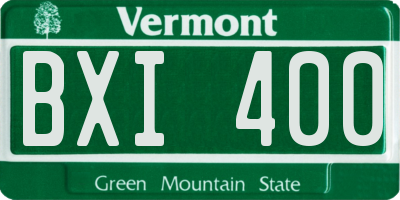 VT license plate BXI400