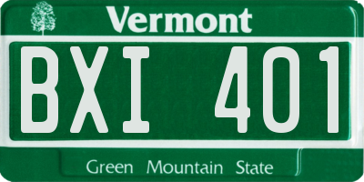 VT license plate BXI401