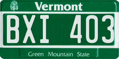 VT license plate BXI403