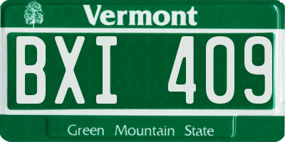 VT license plate BXI409