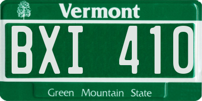 VT license plate BXI410