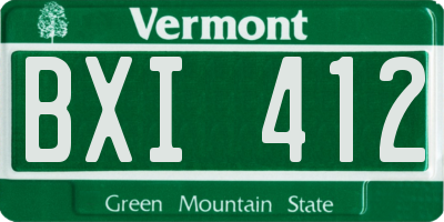 VT license plate BXI412