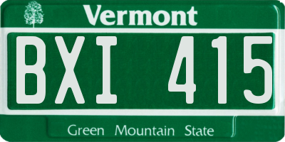 VT license plate BXI415