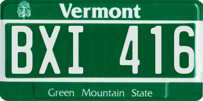 VT license plate BXI416