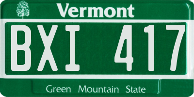 VT license plate BXI417