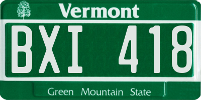 VT license plate BXI418