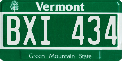VT license plate BXI434
