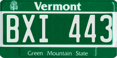 VT license plate BXI443