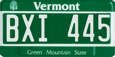 VT license plate BXI445