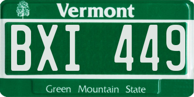 VT license plate BXI449