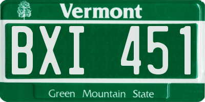 VT license plate BXI451