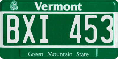 VT license plate BXI453