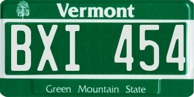 VT license plate BXI454