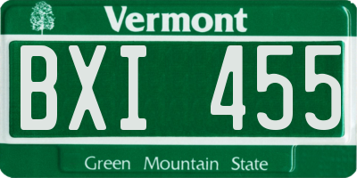 VT license plate BXI455
