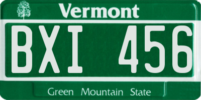 VT license plate BXI456