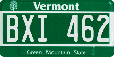 VT license plate BXI462