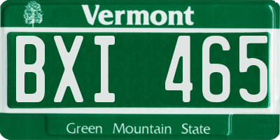 VT license plate BXI465