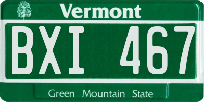VT license plate BXI467
