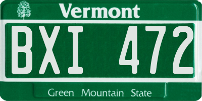 VT license plate BXI472