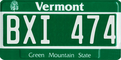 VT license plate BXI474