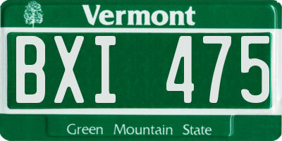 VT license plate BXI475
