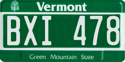 VT license plate BXI478