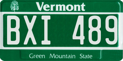 VT license plate BXI489