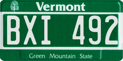 VT license plate BXI492
