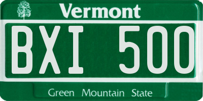 VT license plate BXI500