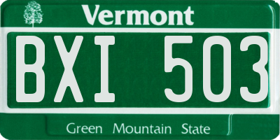 VT license plate BXI503
