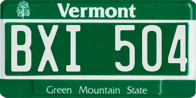 VT license plate BXI504