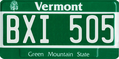 VT license plate BXI505