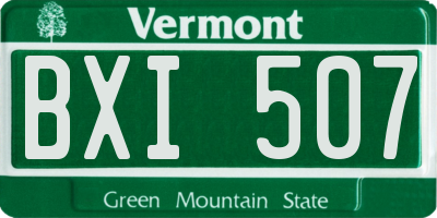 VT license plate BXI507