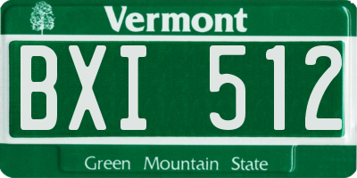 VT license plate BXI512