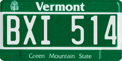VT license plate BXI514