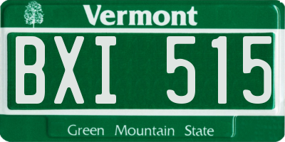 VT license plate BXI515