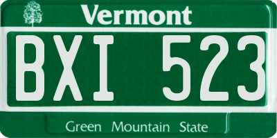 VT license plate BXI523