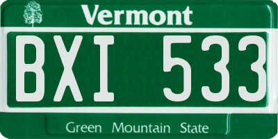 VT license plate BXI533