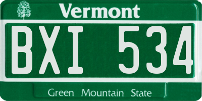 VT license plate BXI534